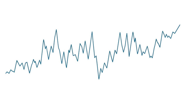 Dynamic data fluctuations line graph chart isolated on transparent background