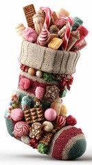 3D Christmas stocking filled with candies