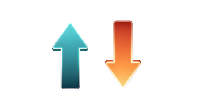 Up and down arrows showing direction choice isolated on transparent background