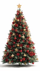 3D Christmas tree with ornaments and star top