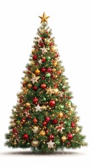 3D Christmas tree with ornaments and star top