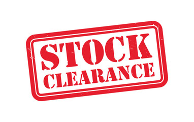 Stock Clearance Red Grunge Stamp, Inventory Sale Rubber Seal, Discount Clearance Promotion Badge Vector