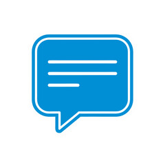 Blue Chat Bubble Icon Sticker Style With White Outline On White Background Representing Communication And Messages