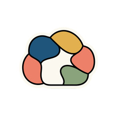 Abstract Blobs Of Color In A Circle Pattern Isolated On Black Background Minimalist Graphic Design