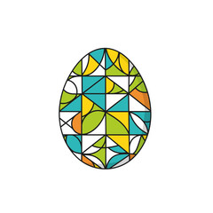 Abstract Geometric Easter Egg Art with Colorful Mosaic Pattern on Black Background Minimalist Vector Design