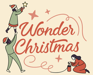 Cute cartoon Santa Claus Christmas greeting card vector illustration with a happy vintage design