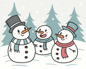 Snowman Characters | Cute Snowman Illustration Set
