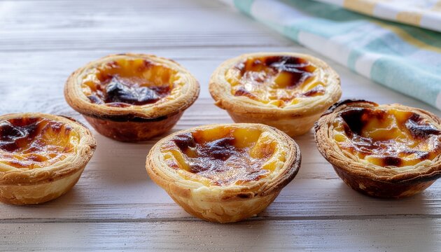 Delicious pasteles de natas, traditional Portuguese pastry. 