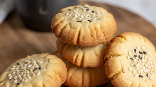 Delicious sesame cookies tempt taste buds with a delightful texture and irresistible flavor