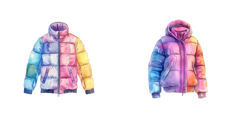 puffer jacket watercolor vector illustration © Dar