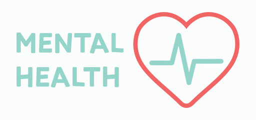 Heart, heartbeat, health, medicine, mental health, cardiology, cardiologist. Emotion, well-being, doctor, healthy, World Mental Health Day. Psychology, mind, therapy, treatment, symbol, vector, icon, 