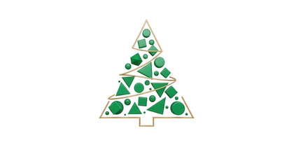 Christmas tree made of geometric shapes isolated on transparent background