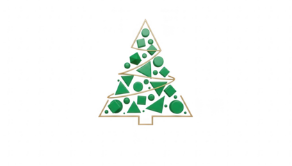 Christmas tree made of geometric shapes isolated on transparent background