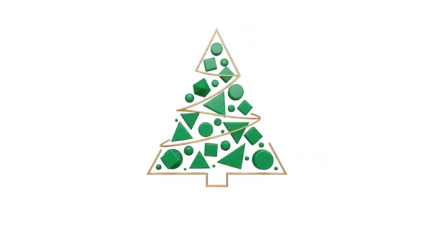 Christmas tree made of geometric shapes isolated on transparent background