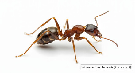 Pharaoh ant (monomorium pharaonis) detailed close-up side view