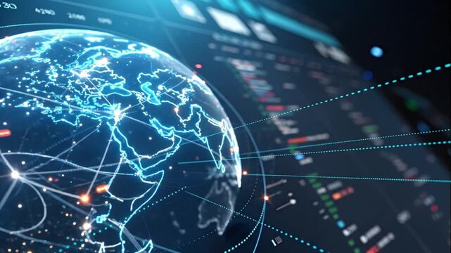 Global Data Network &mdash; 4K Tech Visualization of Glowing Earth with Connected Nodes & Real-Time Analytics