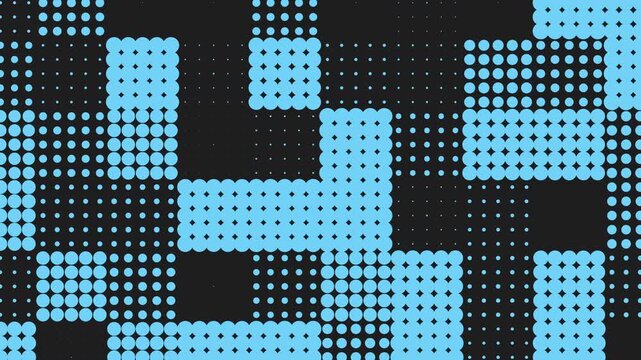 A checkerboard pattern comprising alternating blue and black squares with some filled in and others left blank, forming a visually engaging and symmetric design