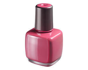 3D Pink Nail Polish Varnish Bottle Render on Transparent Background PNG