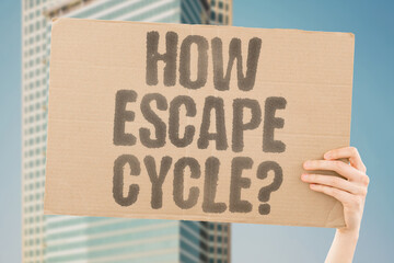 "How Escape Cycle?" Breaking free requires overcoming comfort and fear simultaneously. COMFORT. FEAR. INERTIA. LAUNCH. INDEPENDENCE.