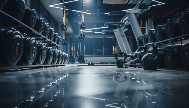 Sleek and Strong: Modern Gym with an Array of Fitness Equipment for Dynamic Workouts