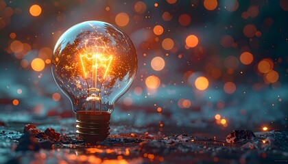 Illuminating Ideas: Glowing Light Bulbs Symbolizing Inspiration Amidst Breathtaking Natural Landscapes