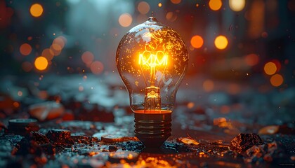 Illuminating Ideas: Glowing Light Bulbs Symbolizing Inspiration Amidst Breathtaking Natural Landscapes