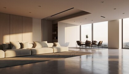 Contemporary Minimalist Luxury Living Room Interior – Modern Bright Architectural Design