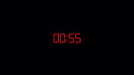1 minute countdown timer animation from 60 seconds to 0 seconds with alpha channel ,one minute countdown timer on a transparent background in 4k, - Powered by Adobe