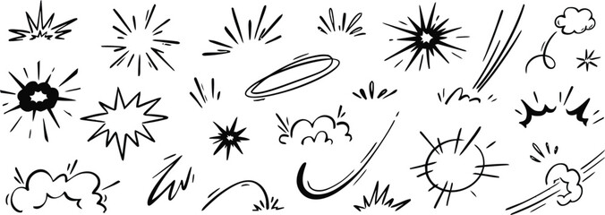 graphic, ink, abstract, explosion, element, burst, energy, motion, collection, simple, [converted], speed, blast, black, with, book, comic, boom, lines, bomb, action, include, hand, cloud © Baizid