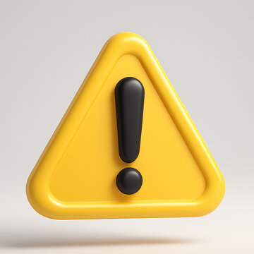 3D Yellow Warning Triangle with Exclamation Mark for Alert, Caution and Safety Notification Concept