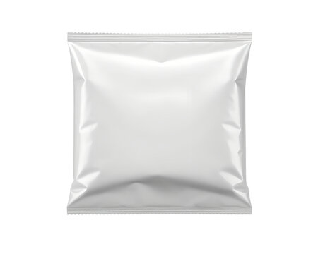 White blank snack bag mockup for chips, crisps or food packaging. Isolated on transparent background, png