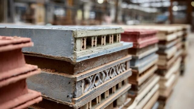 Close medium shot of varied reinforced panel framing types displaying their unique designs for building reinforcement.