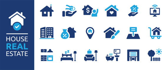 real estate, house, icons, set, home, building, property, sale, rent, key, hand, money, dollar, heart, love, percentage, discount, computer, wifi, signal, apartment, block, bag, location, pin, map, br