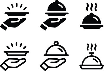 food, serving, cloche, dish, plate, hand, service, restaurant, catering, meal, presentation, covered dish, hot food, steam, icon, set, hospitality, dining, gourmet, waiter, chef, culinary, elegant, pr