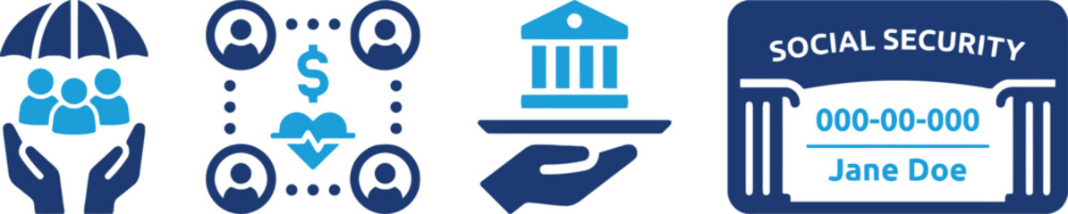 bank, fourth, people, insurance, network, with, line., category:, protection., institution., illustration, dollar, benefits, security, icon, collection, economy, social, safety, finance, hand, money, 