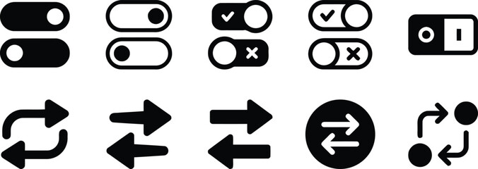 toggle, switch, on, off, slider, button, check, cross, x, i, o, arrows, left, right, refresh, repeat, cycle, exchange, bidirectional, sync, transfer, navigation, control, interface, ui, ux, element, g