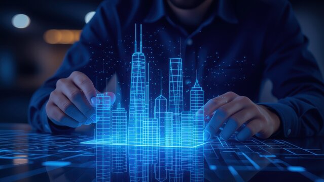 Digital Cityscape Futuristic Interface