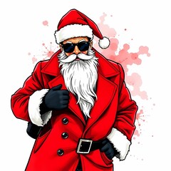 Elegant street-fashion Santa illustration