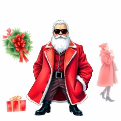 Elegant Santa in long tailored overcoat