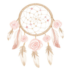 Pink Floral Dreamcatcher with Feathers in Soft Pastel Cute Cowgirl Western Style
