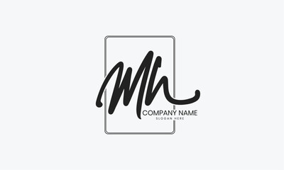 Mh initial letter handwritten signature logo design – modern and elegant monogram template for branding, business, or personal identity