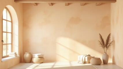 Minimalist Interior with Natural Light and Earthy Tones