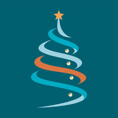 Abstract Ribbon Christmas Tree Ornament Outline Art