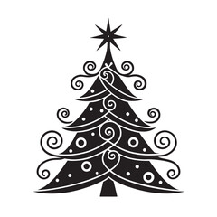 Vintage Ornament Christmas Tree Retro Style Design