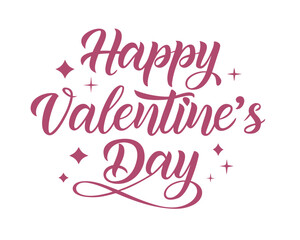 Elegant Happy Valentines Day Typography with Decorative Stars for Romantic Celebration and Greeting Cards Design Ideas