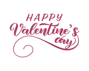 Happy Valentines Day Elegant Calligraphy Design for Greeting Cards and Romantic Celebrations with a Minimalist White Background