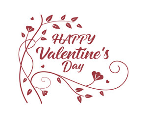 Elegant Happy Valentines Day Design with Floral Accents Perfect for Greeting Cards and Invitations