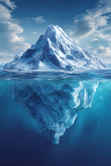 Obraz premium Majestic Iceberg with Snowy Peak and Large Underwater Section