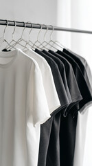 white t shirt on hangers
