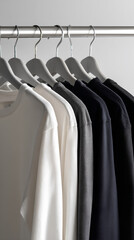 hangers with plain black and white T-shirts